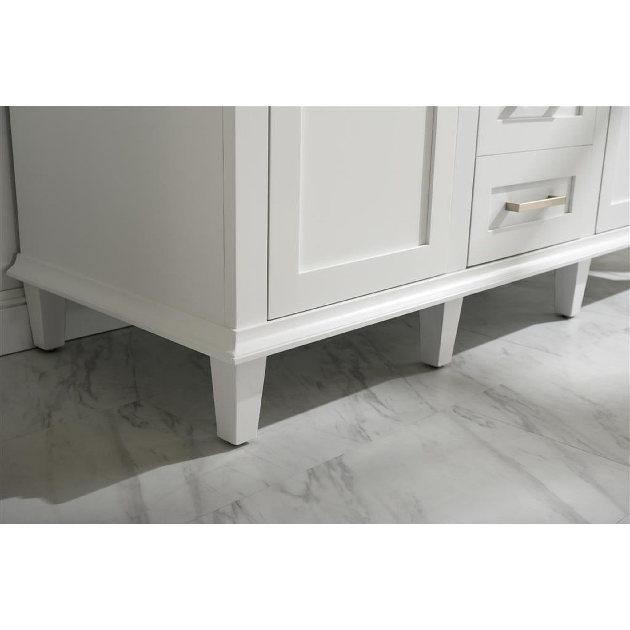 Legion Furniture 54" White Finish Double Sink Vanity Cabinet With Carrara White Top