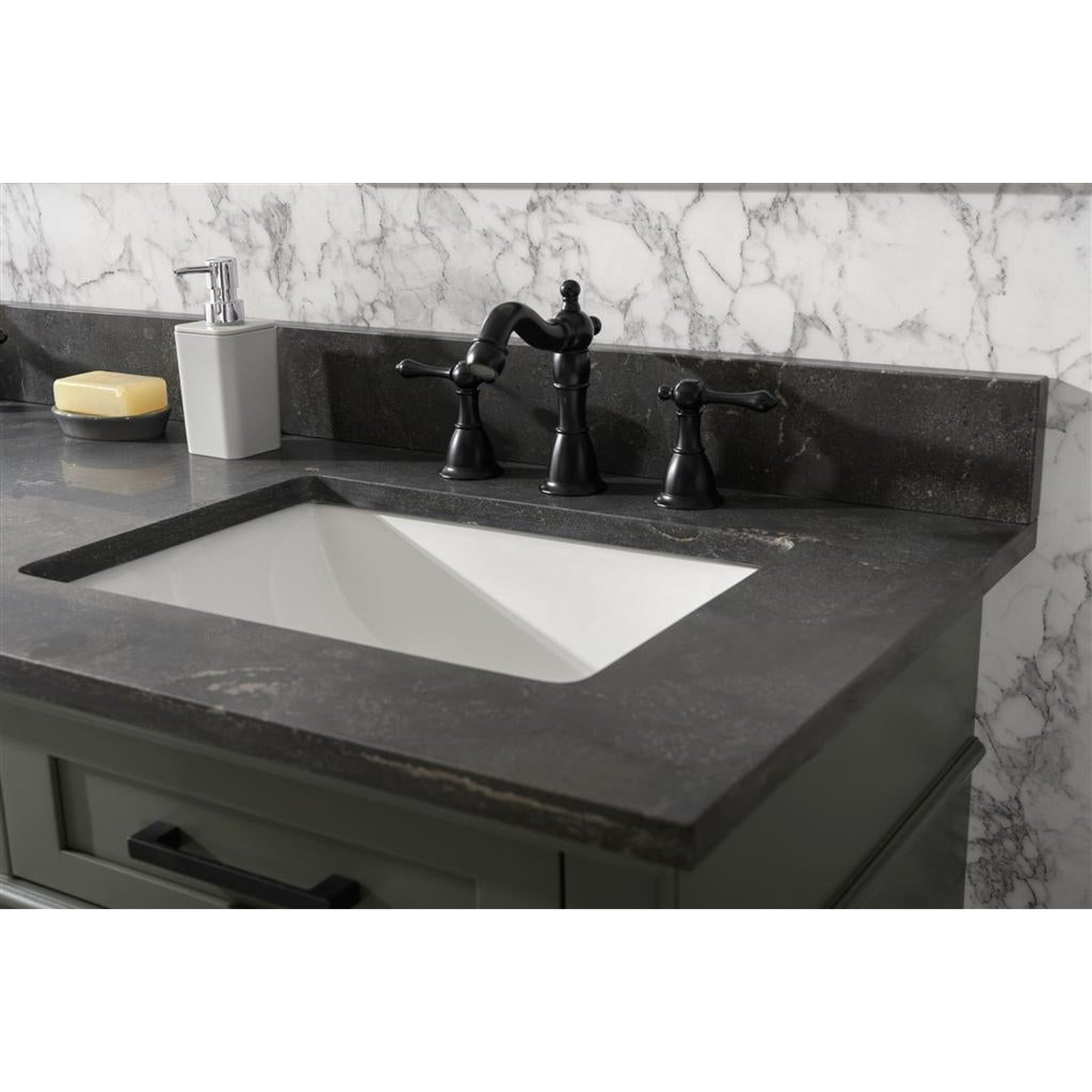 Legion Furniture 60" Pewter Green Finish Double Sink Vanity Cabinet With Blue Lime Stone Top