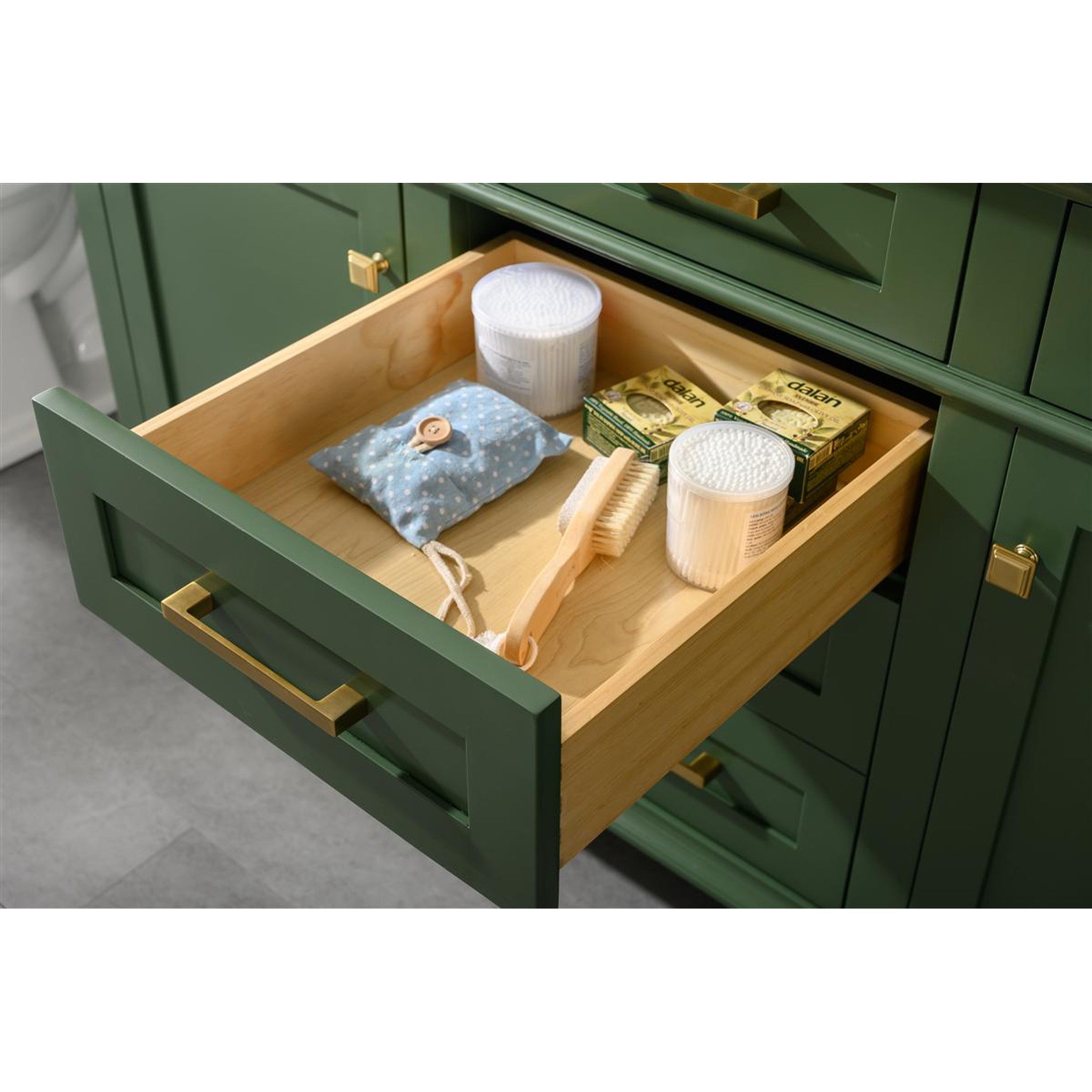 Legion Furniture 60" Vogue Green Finish Double Sink Vanity Cabinet With Carrara White Top