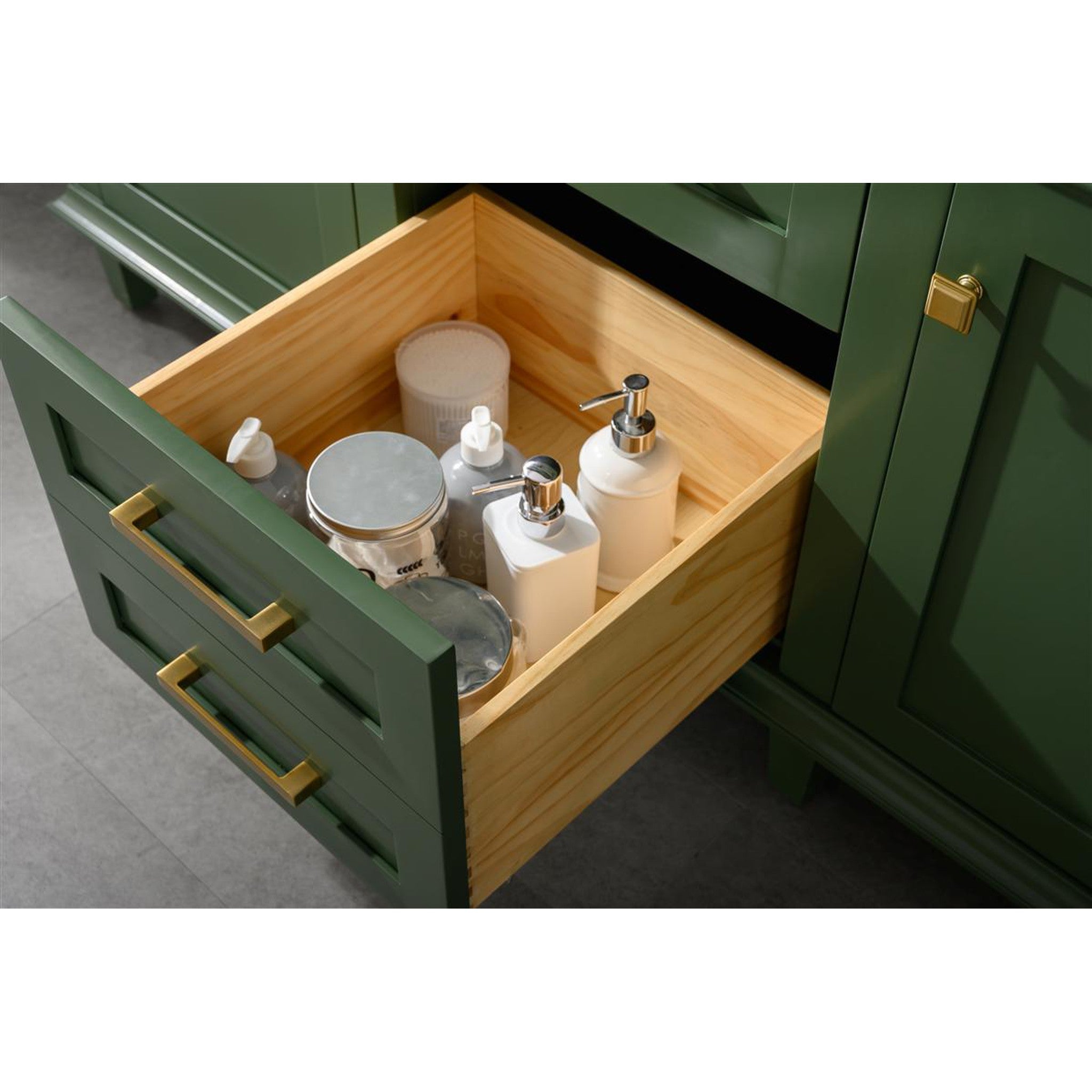 Legion Furniture 60" Vogue Green Finish Double Sink Vanity Cabinet With Carrara White Top