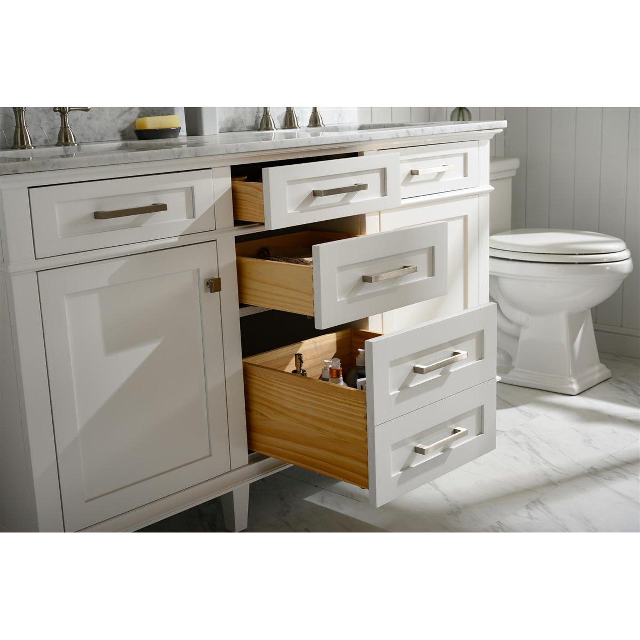 Legion Furniture 60" White Finish Double Sink Vanity Cabinet With Carrara White Top VENDOR