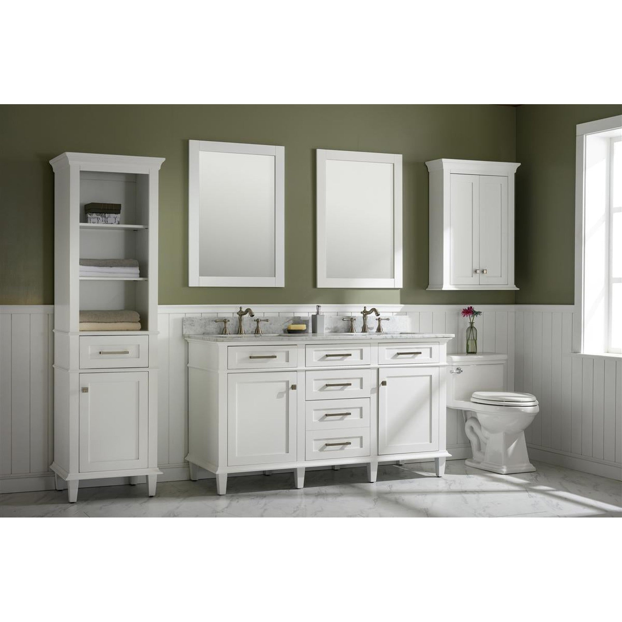 Legion Furniture 60" White Finish Double Sink Vanity Cabinet With Carrara White Top VENDOR