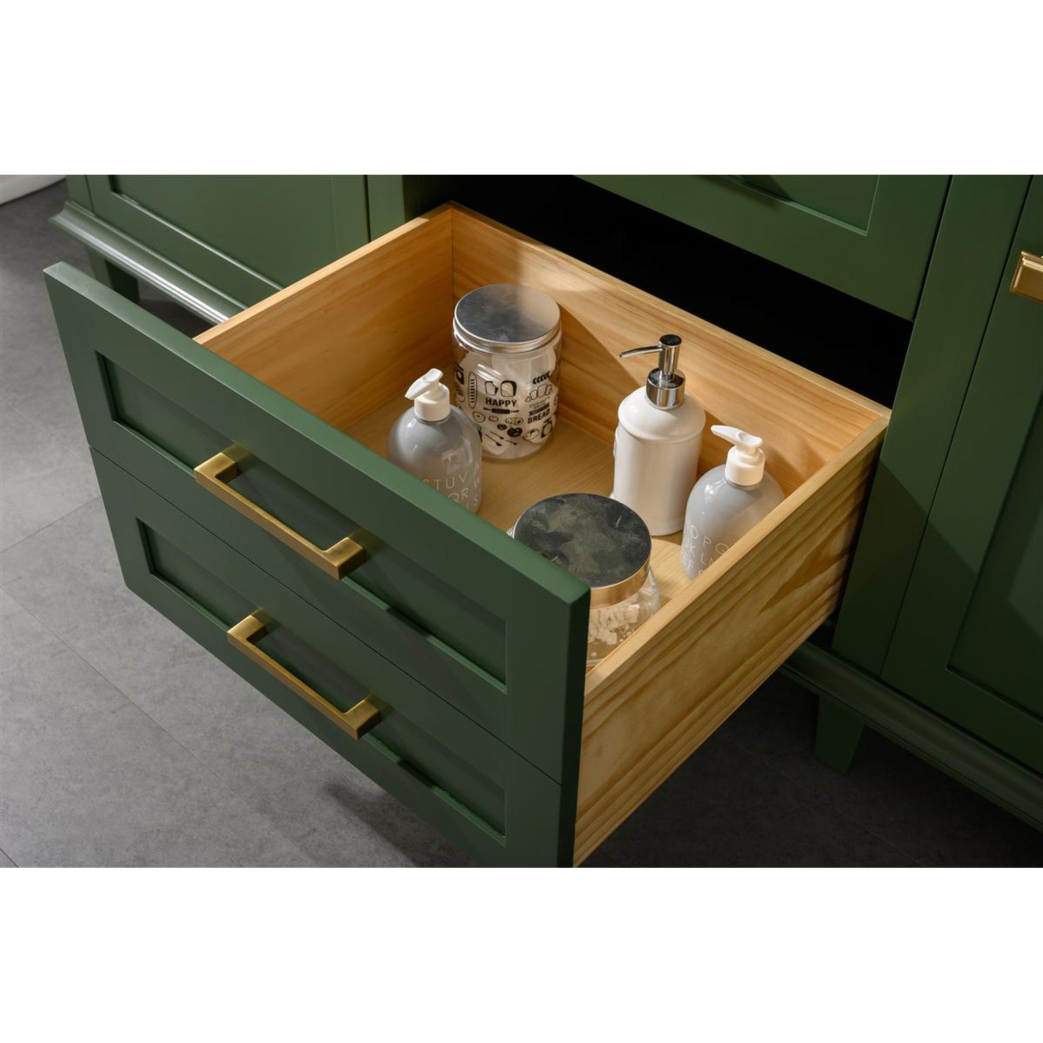 Legion Furniture 72" Vogue Green Double Single Sink Vanity Cabinet With Carrara White Top