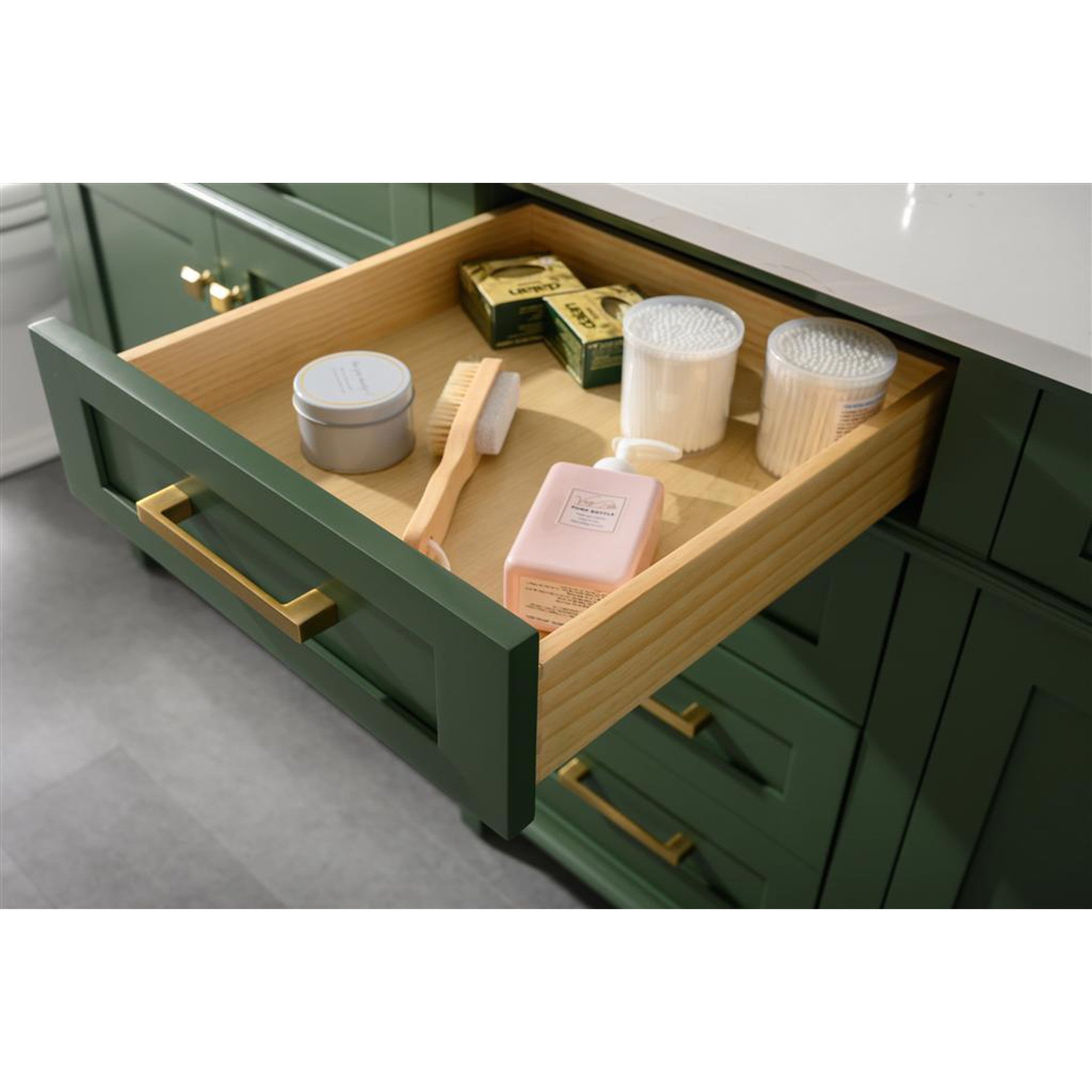 Legion Furniture 80" Vogue Green Double Single Sink Vanity Cabinet With Carrara White Quartz Top Wlf2280-cw-qz