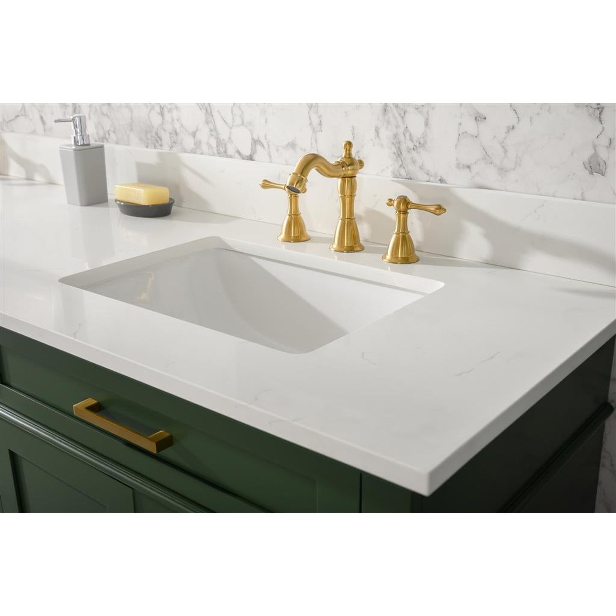 Legion Furniture 80" Vogue Green Double Single Sink Vanity Cabinet With Carrara White Quartz Top Wlf2280-cw-qz