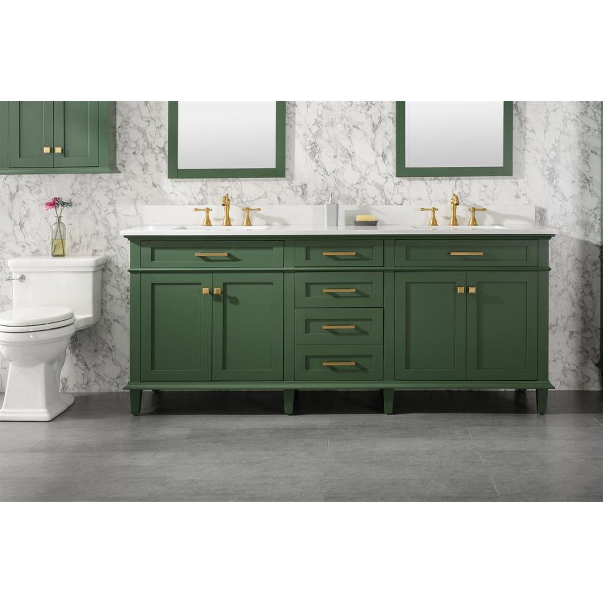 Legion Furniture 80" Vogue Green Double Single Sink Vanity Cabinet With Carrara White Quartz Top Wlf2280-cw-qz