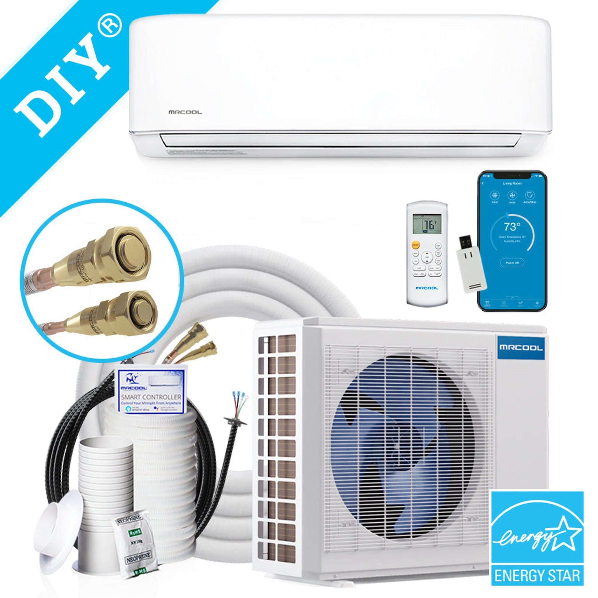 MRCOOL DIY 4th Generation E Star 12k BTU Ductless Mini-Split Heat Pump Complete System 115V/60Hz