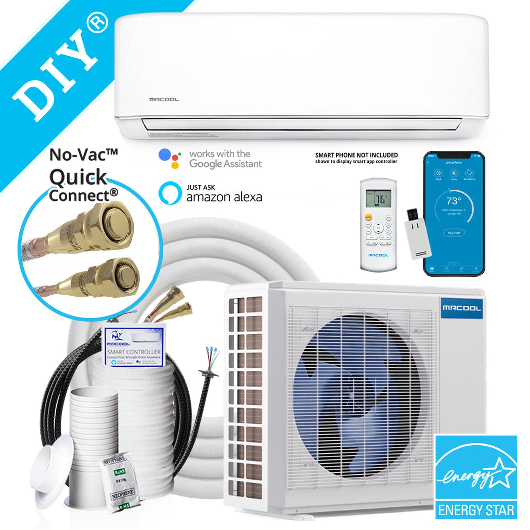 MRCOOL DIY 4th Generation E Star 12k BTU Ductless Mini-Split Heat Pump Complete System 115V/60Hz