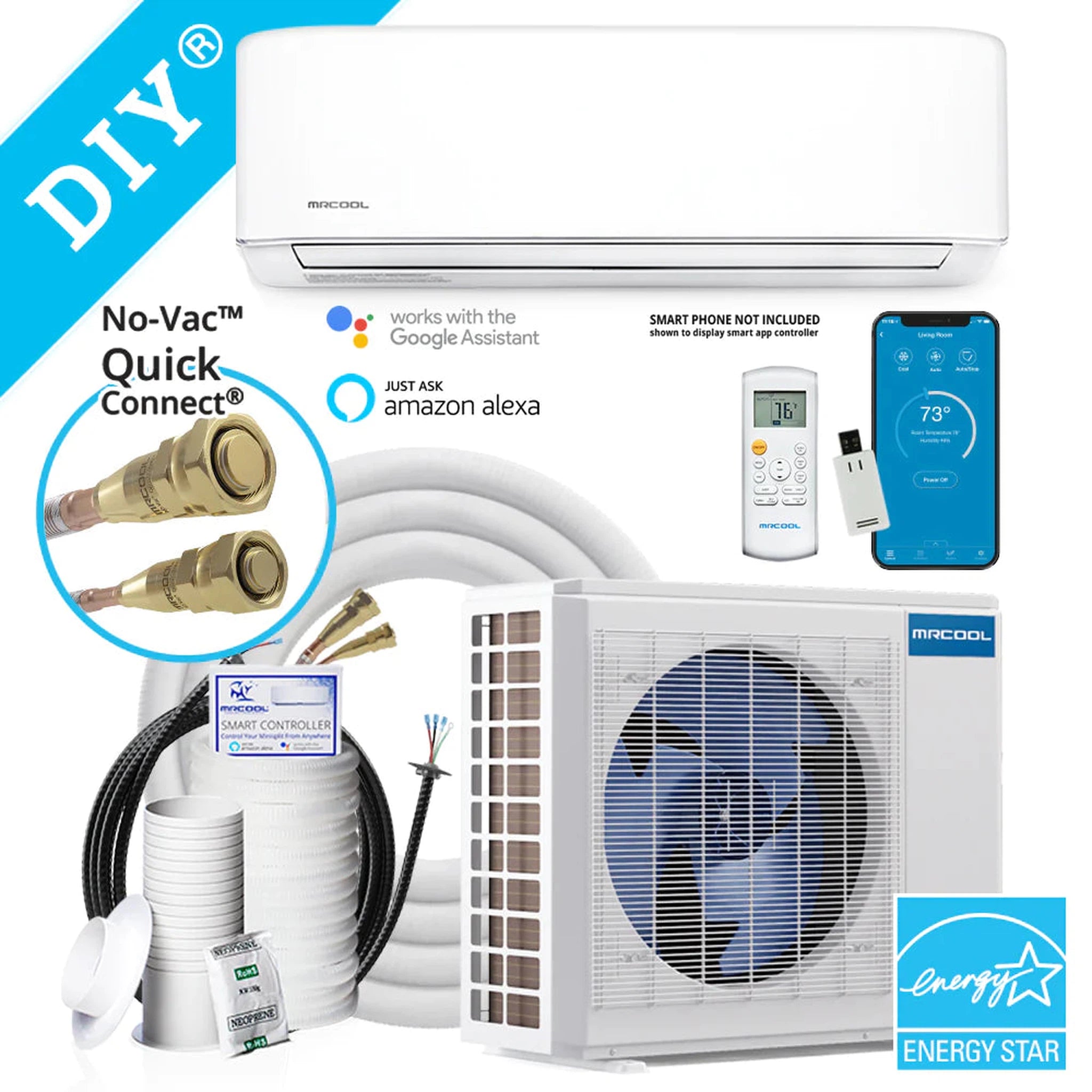 MRCOOL DIY 4th Generation E Star 18k BTU Ductless Mini-Split Heat Pump Complete System 208-230V/60Hz