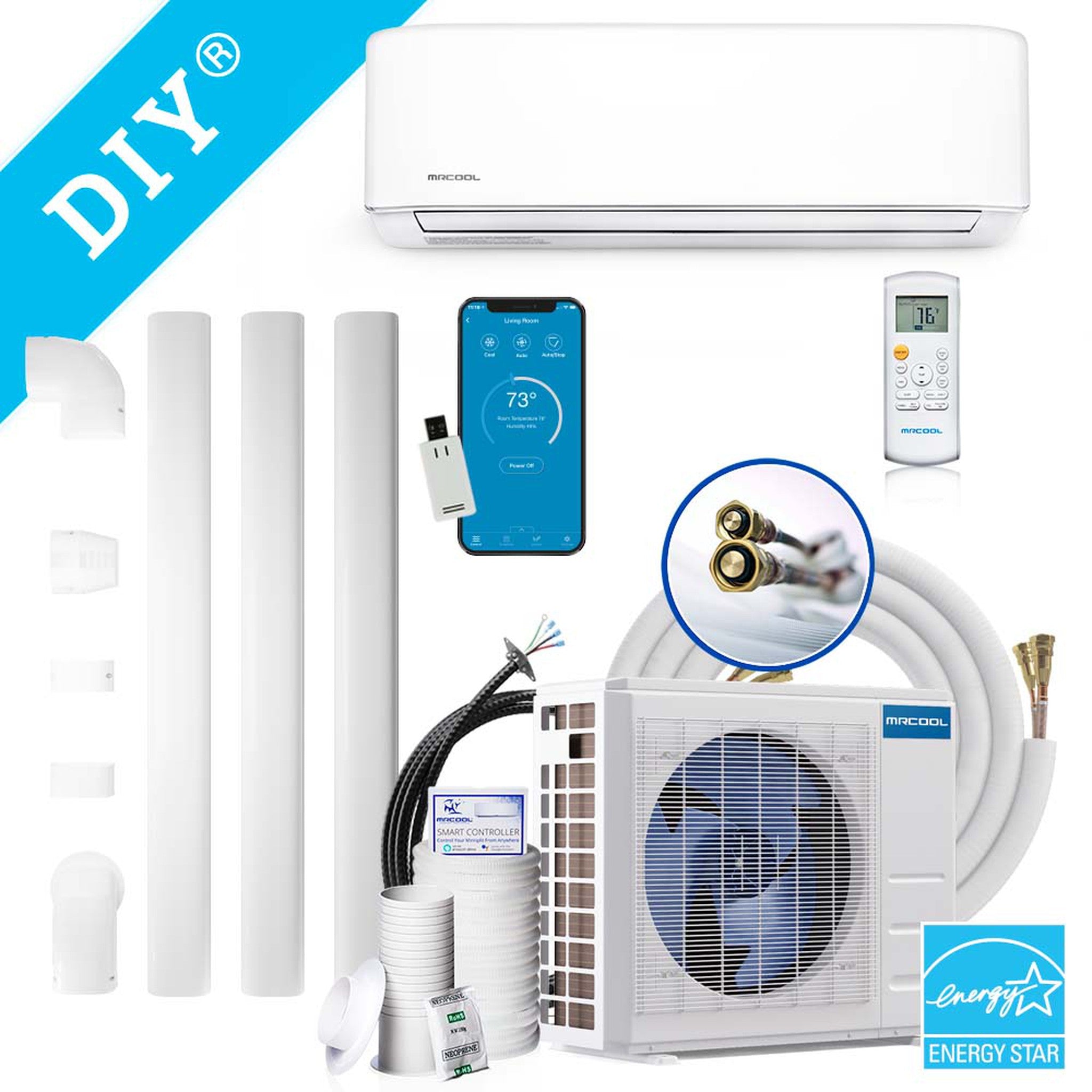 MRCOOL DIY 4th Generation E Star 12k BTU Ductless Mini-Split Heat Pump Complete System 115V/60Hz